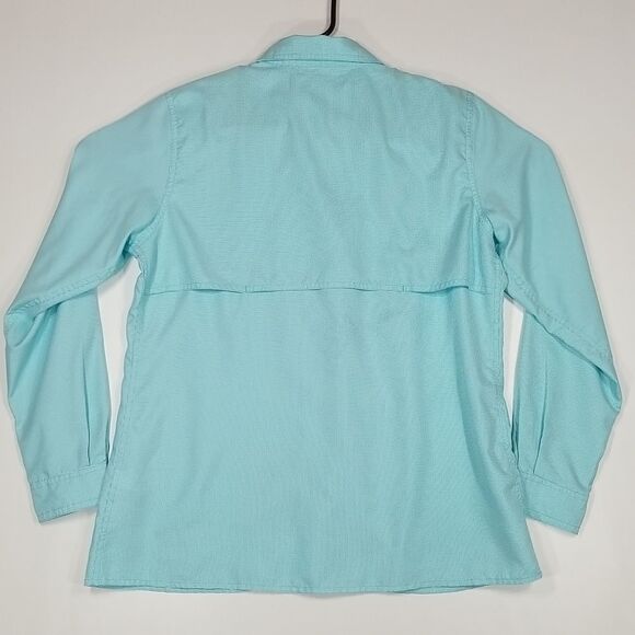 Cabelas Shirt Womens Large Button-Down Regular Fit Long Sleeve Green White - Picture 5 of 10